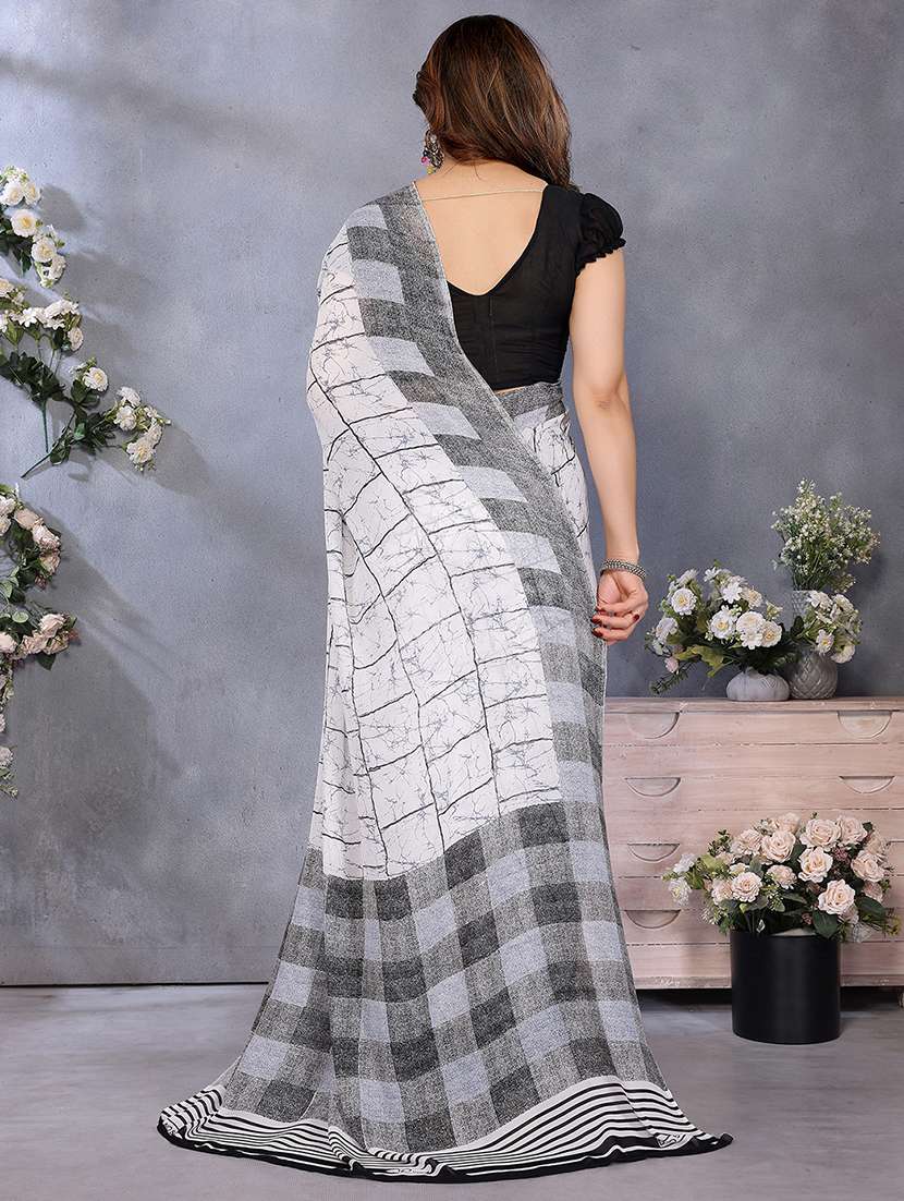 women printed casual wear saree with blouse - 22048767 -  Standard Image - 3