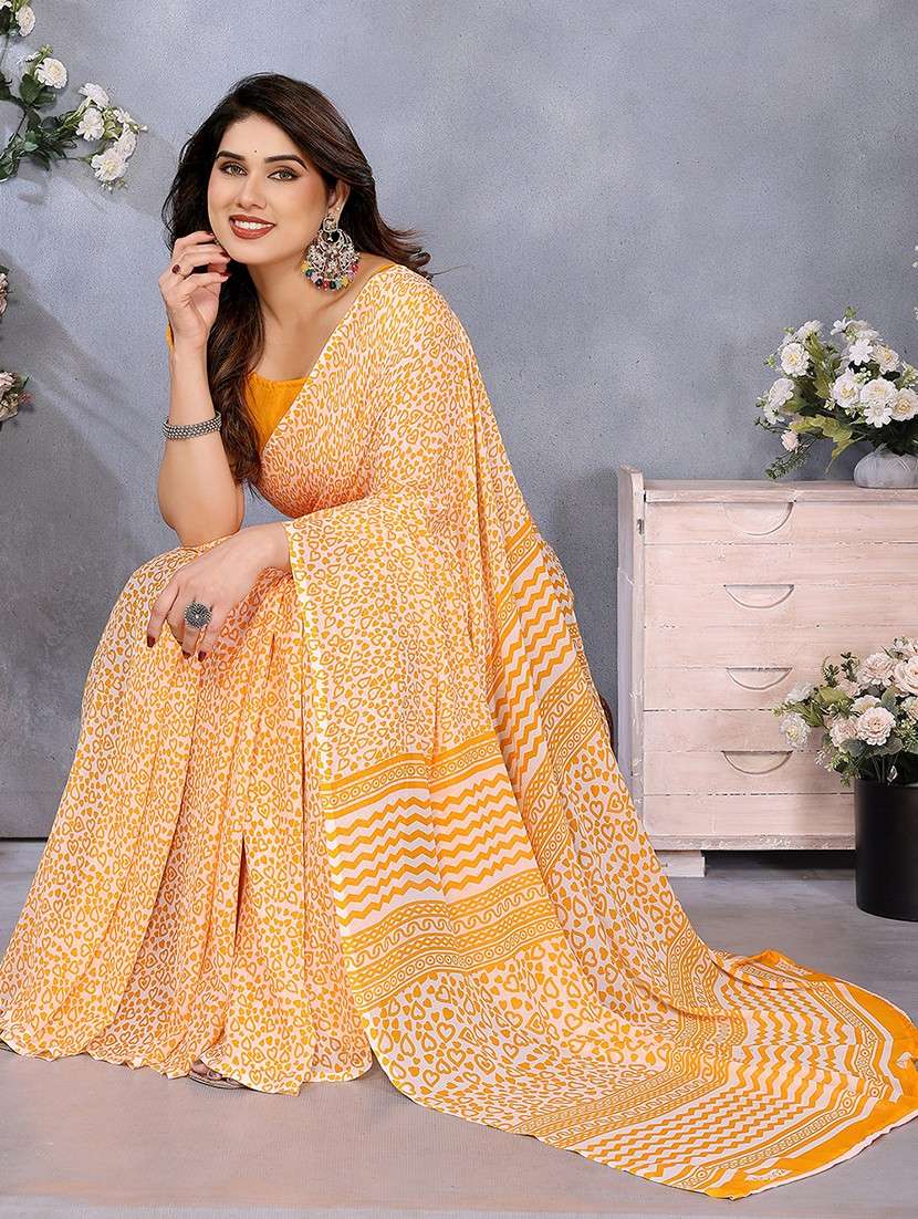women printed casual wear saree with blouse - 22048773 -  Standard Image - 3