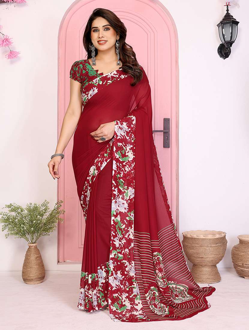 women printed casual wear saree with blouse