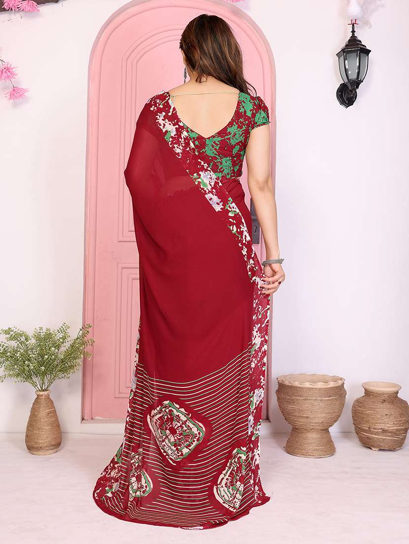 women printed casual wear saree with blouse - 22048781 -  Standard Image - 3