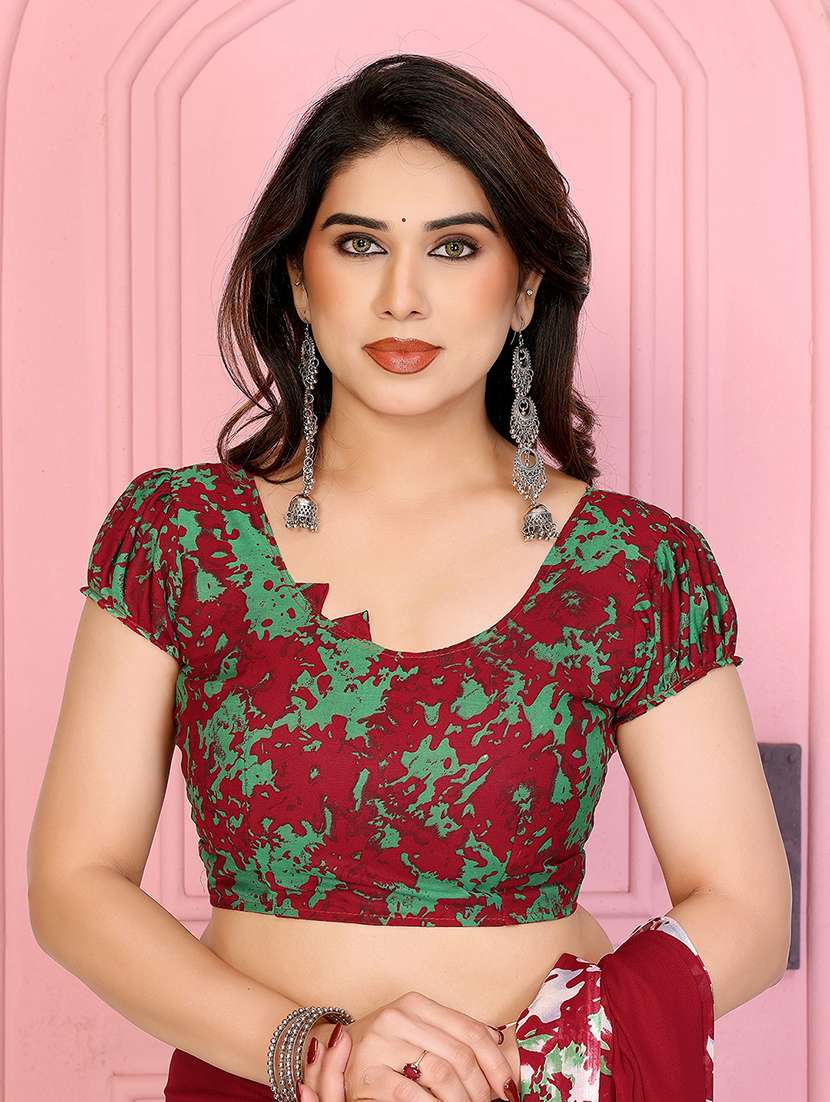 women printed casual wear saree with blouse - 22048781 -  Standard Image - 5