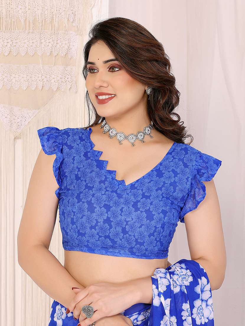 women printed casual wear saree with blouse - 22048788 -  Standard Image - 5