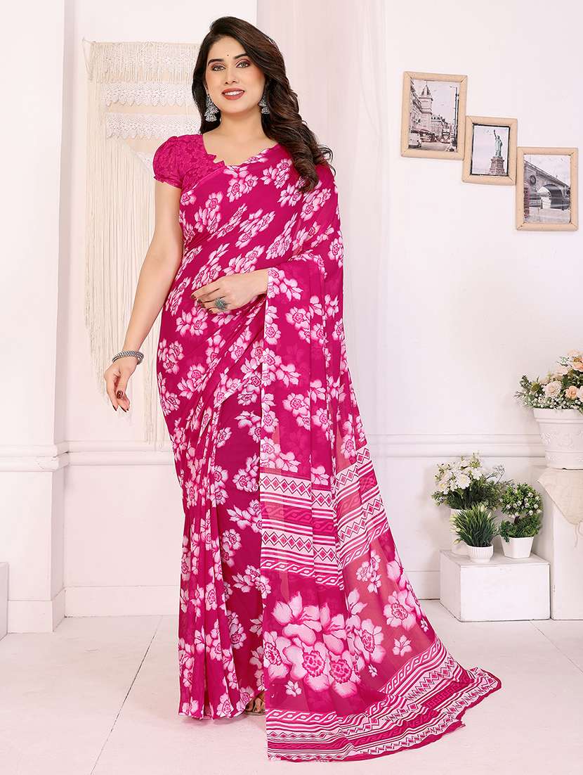 women printed casual wear saree with blouse