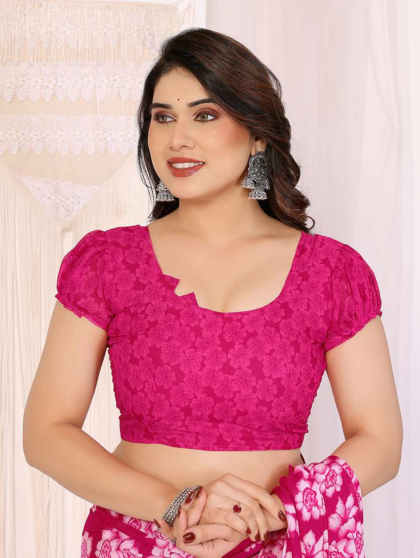 women printed casual wear saree with blouse - 22048790 -  Standard Image - 5