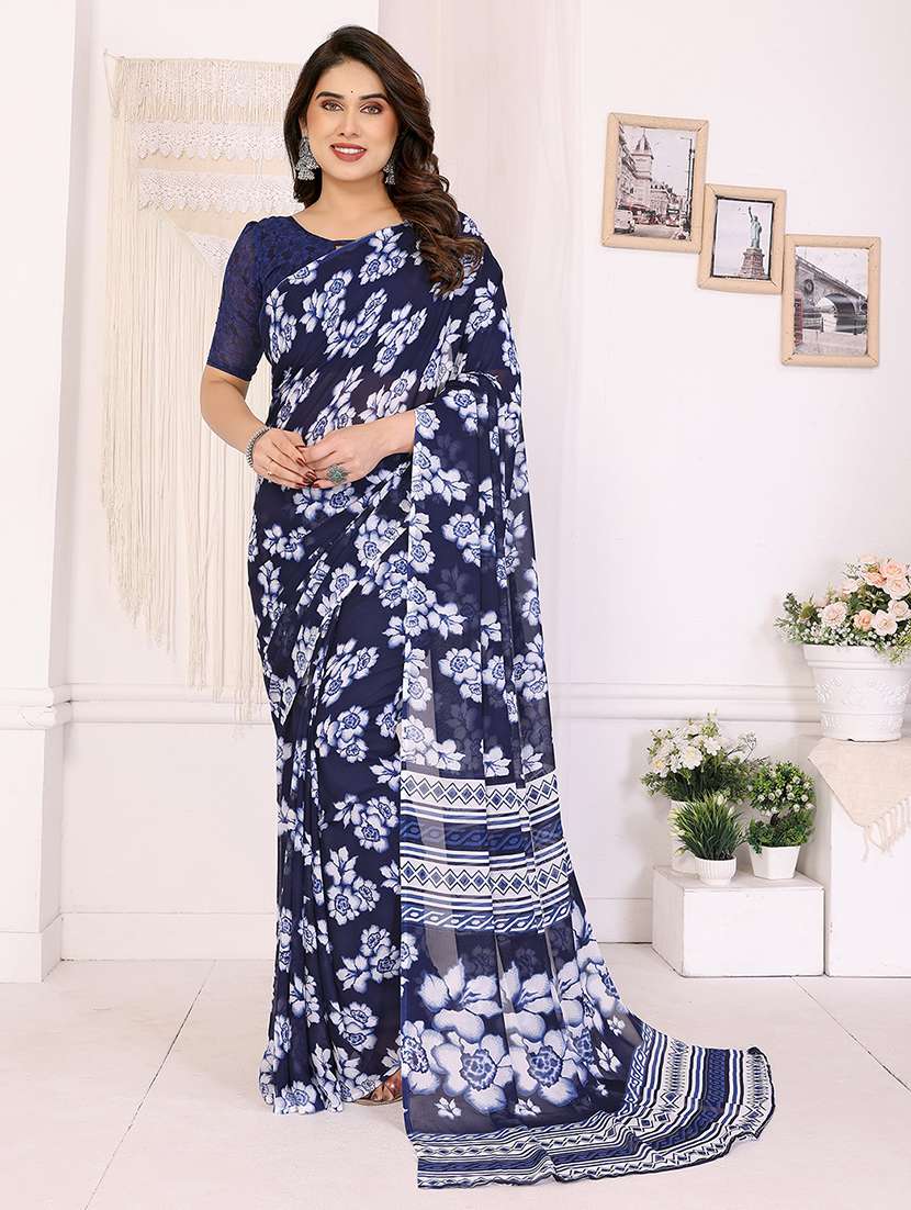 women printed casual wear saree with blouse