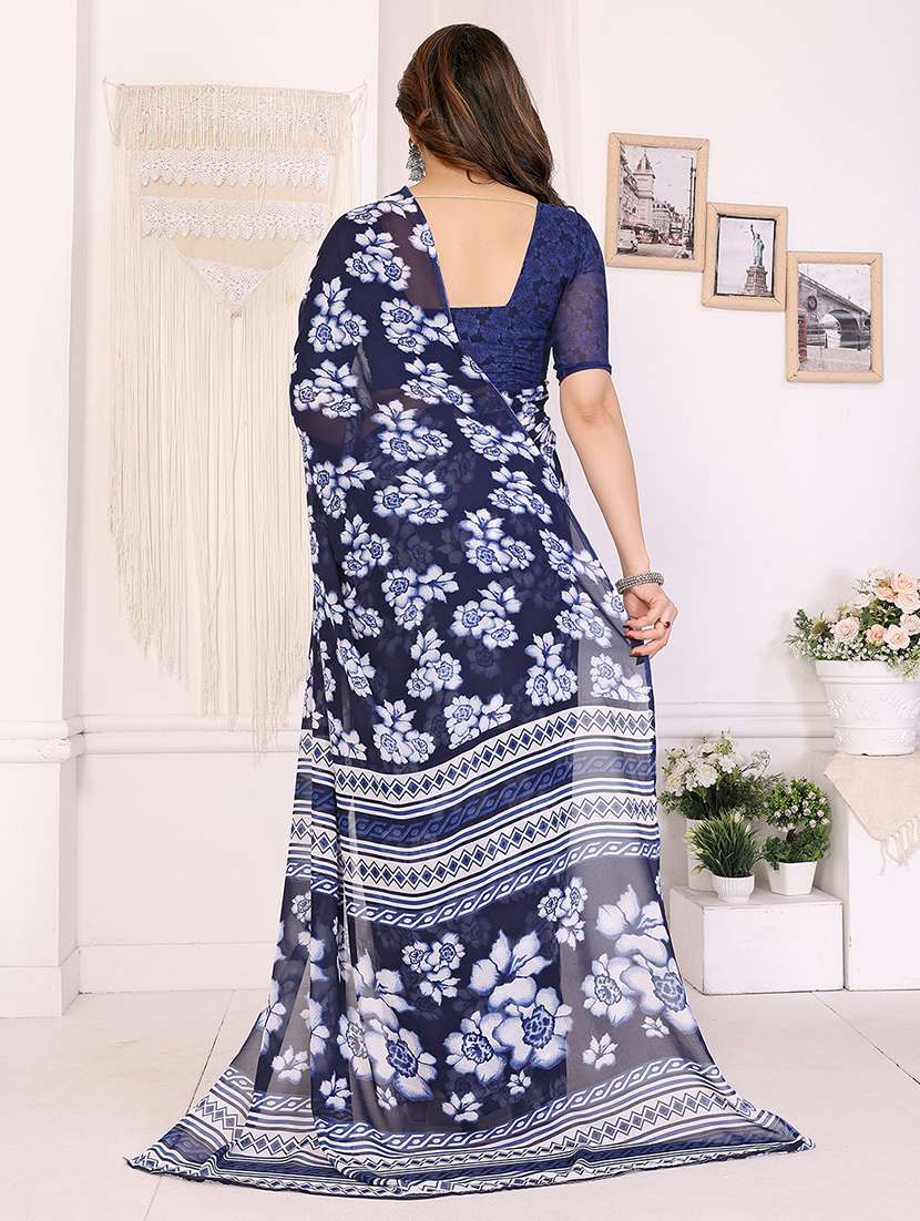 women printed casual wear saree with blouse - 22048792 -  Standard Image - 3