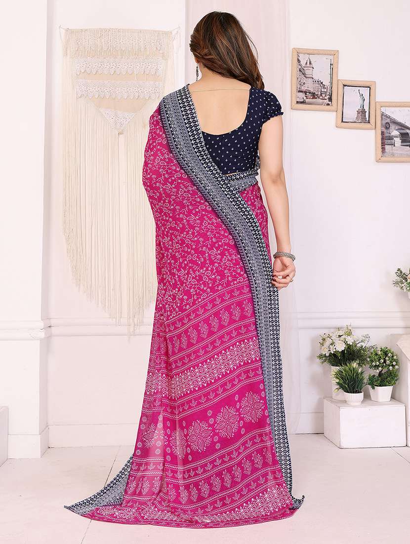 Women Printed Casual Wear Saree With Blouse - 22048798 -  Standard Image - 3