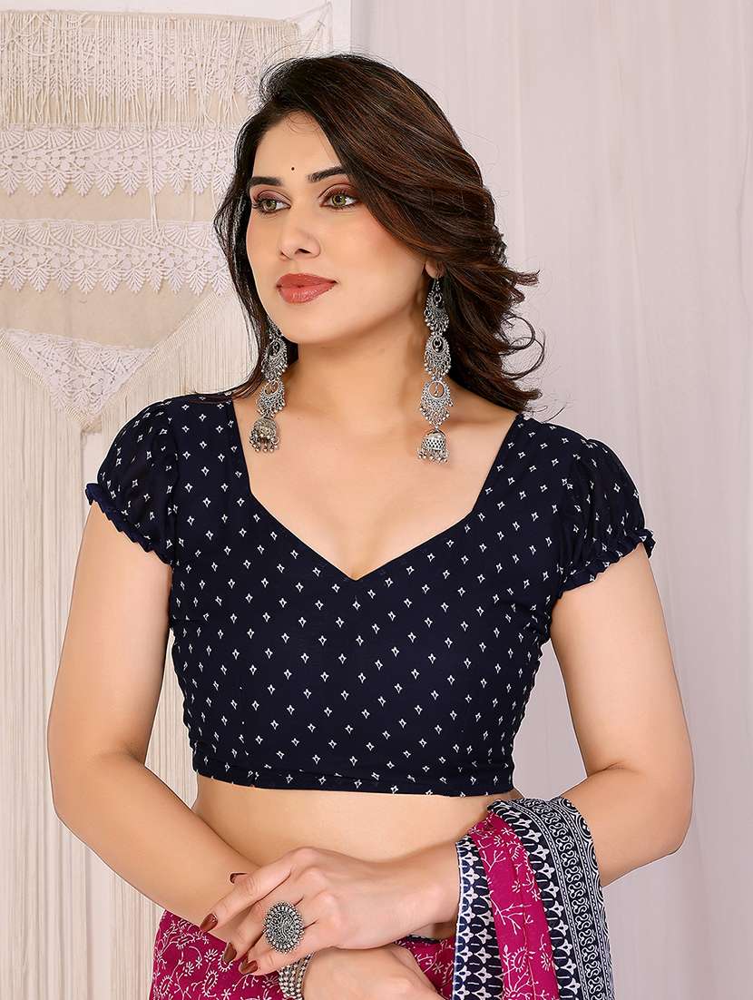 Women Printed Casual Wear Saree With Blouse - 22048798 -  Standard Image - 5