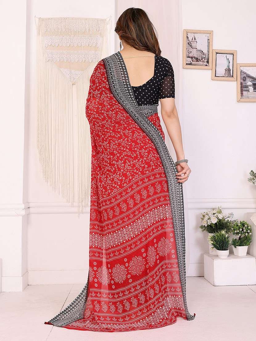 women printed casual wear saree with blouse - 22048799 -  Standard Image - 3