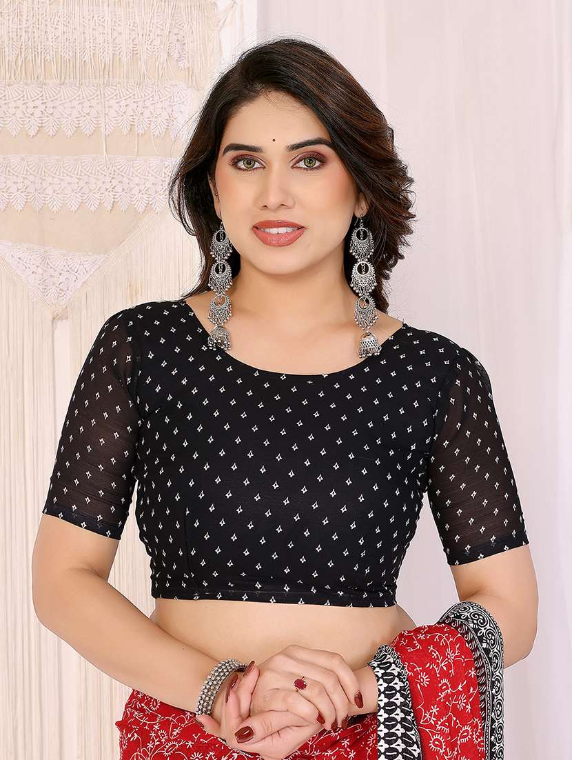 women printed casual wear saree with blouse - 22048799 -  Standard Image - 5