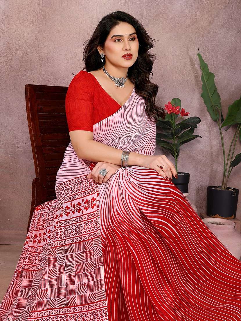 women printed casual wear saree with blouse - 22048800 -  Standard Image - 3