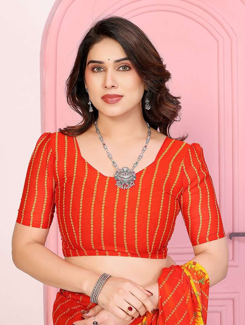 women printed casual wear saree with blouse - 22048815 -  Standard Image - 5