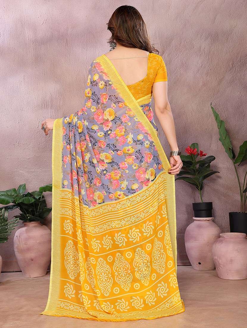 women printed casual wear saree with blouse - 22048821 -  Standard Image - 3