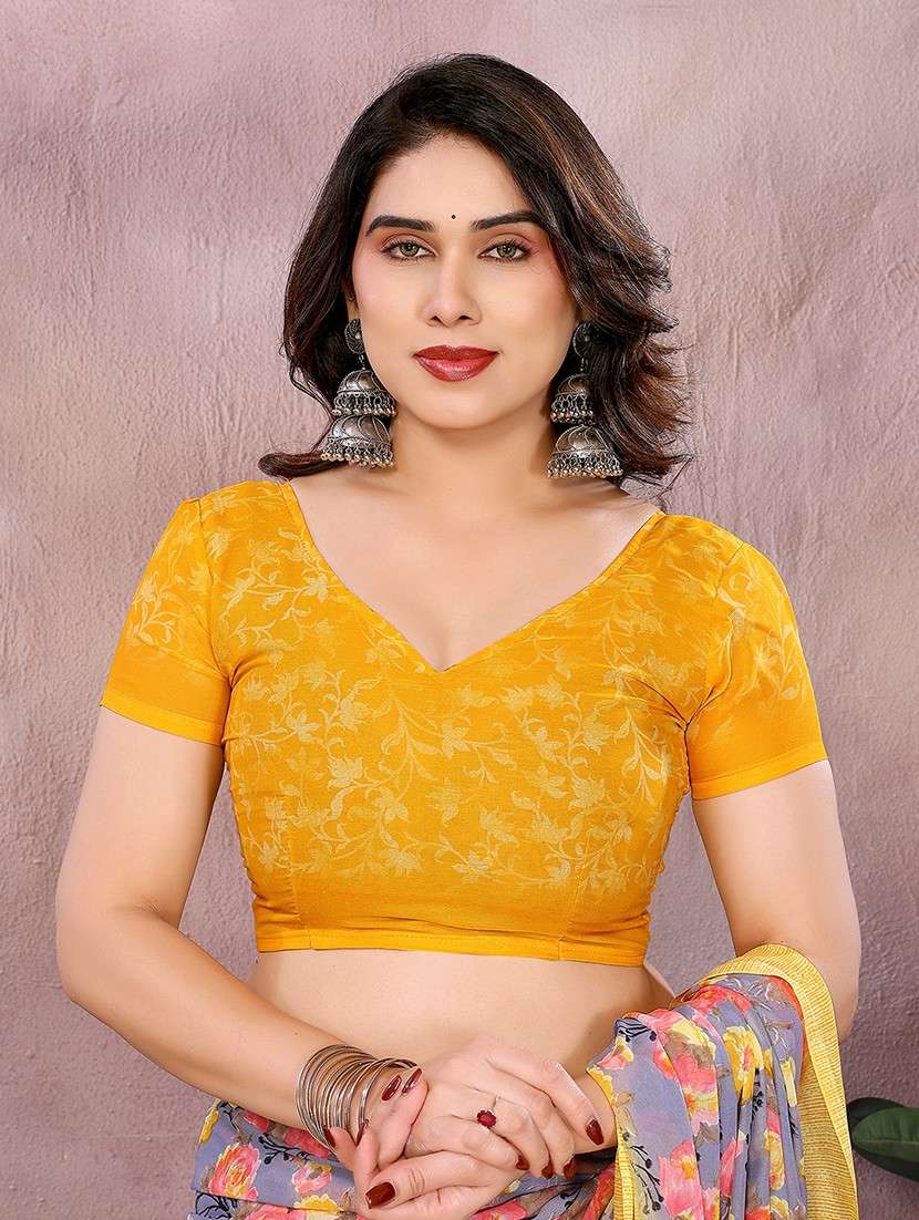 women printed casual wear saree with blouse - 22048821 -  Standard Image - 5