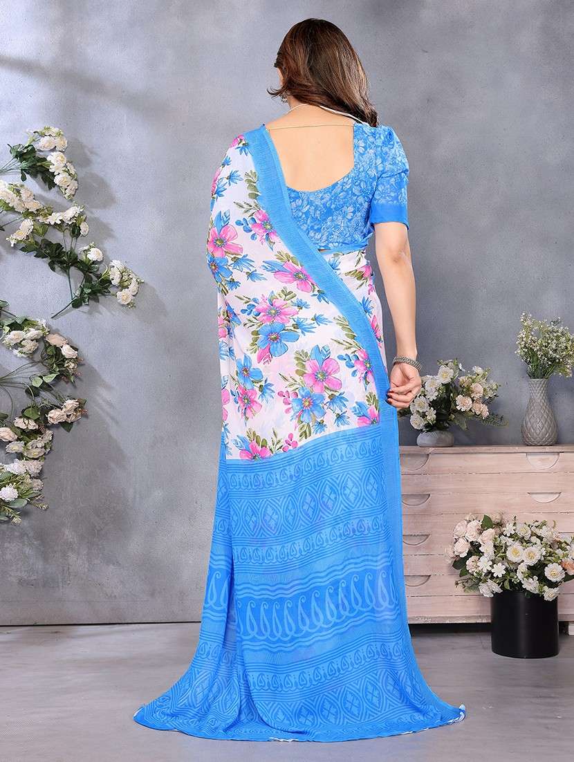 women printed casual wear saree with blouse - 22048825 -  Standard Image - 3