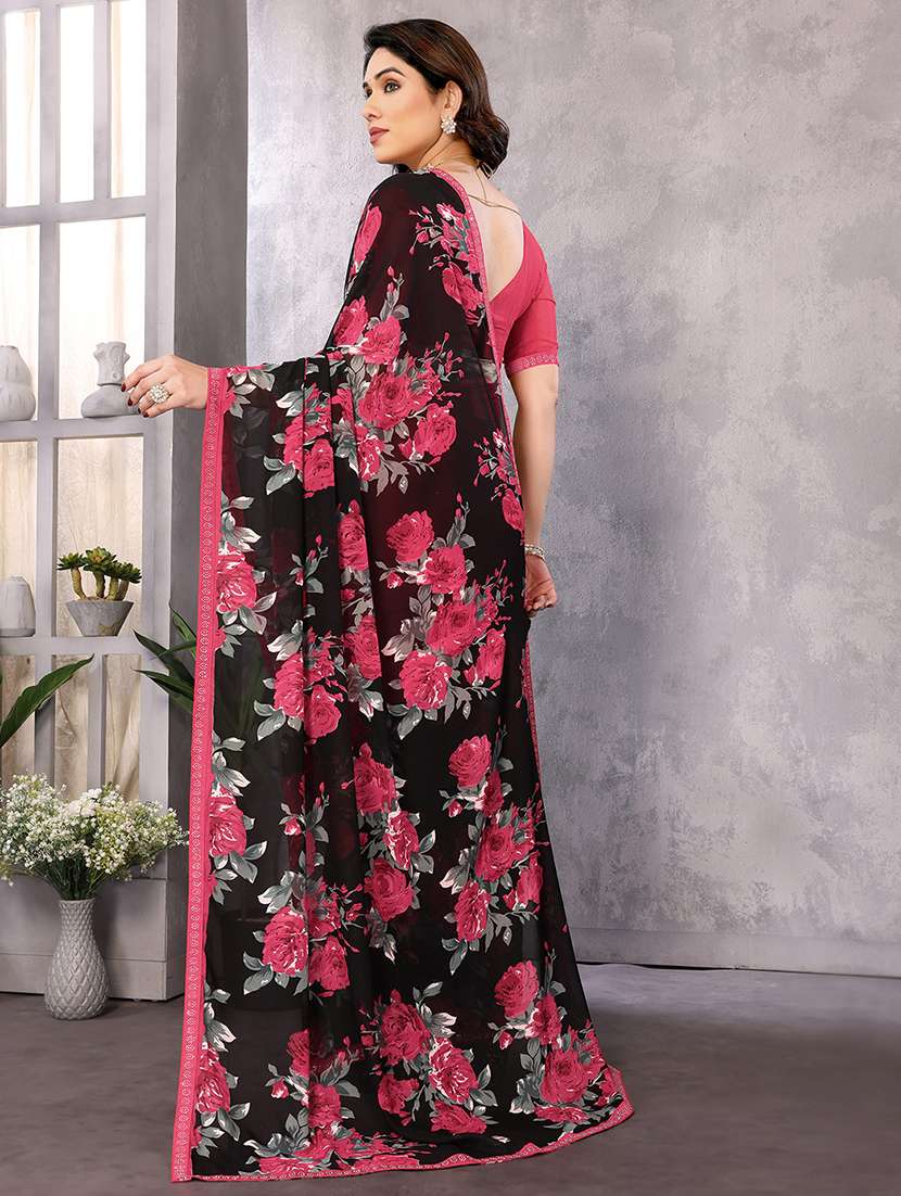 women printed casual wear saree with blouse - 22048833 -  Standard Image - 3