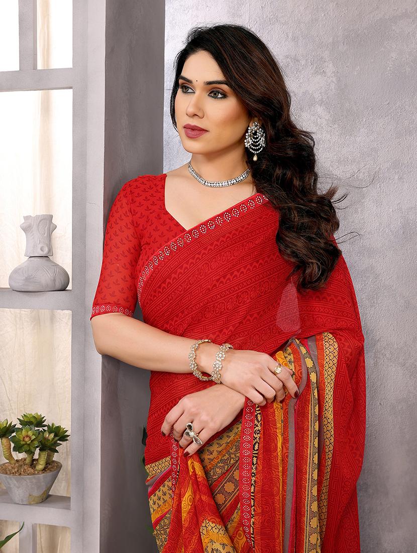 women printed casual wear saree with blouse - 22048834 - Standard Image - 5