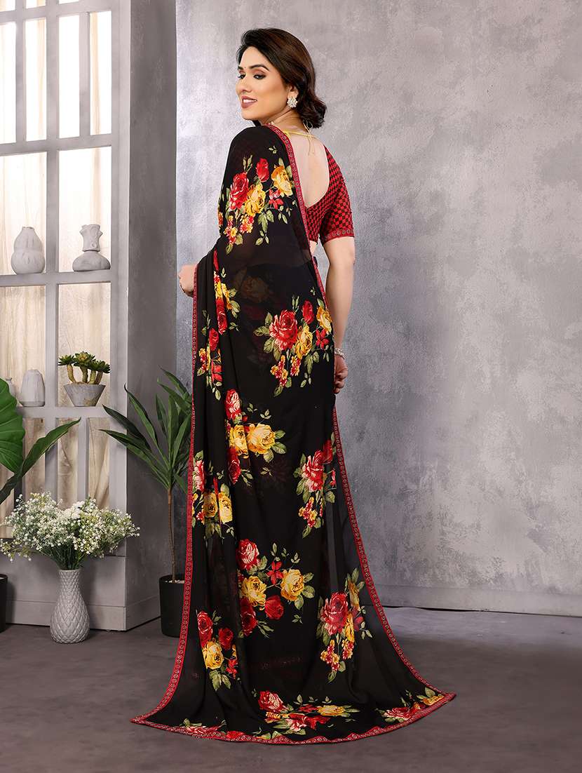 women printed casual wear saree with blouse - 22048848 -  Standard Image - 3