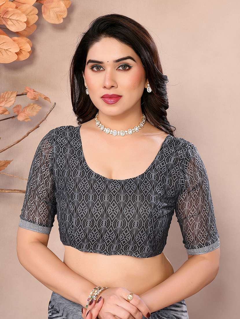 women printed casual wear saree with blouse - 22048852 -  Standard Image - 5