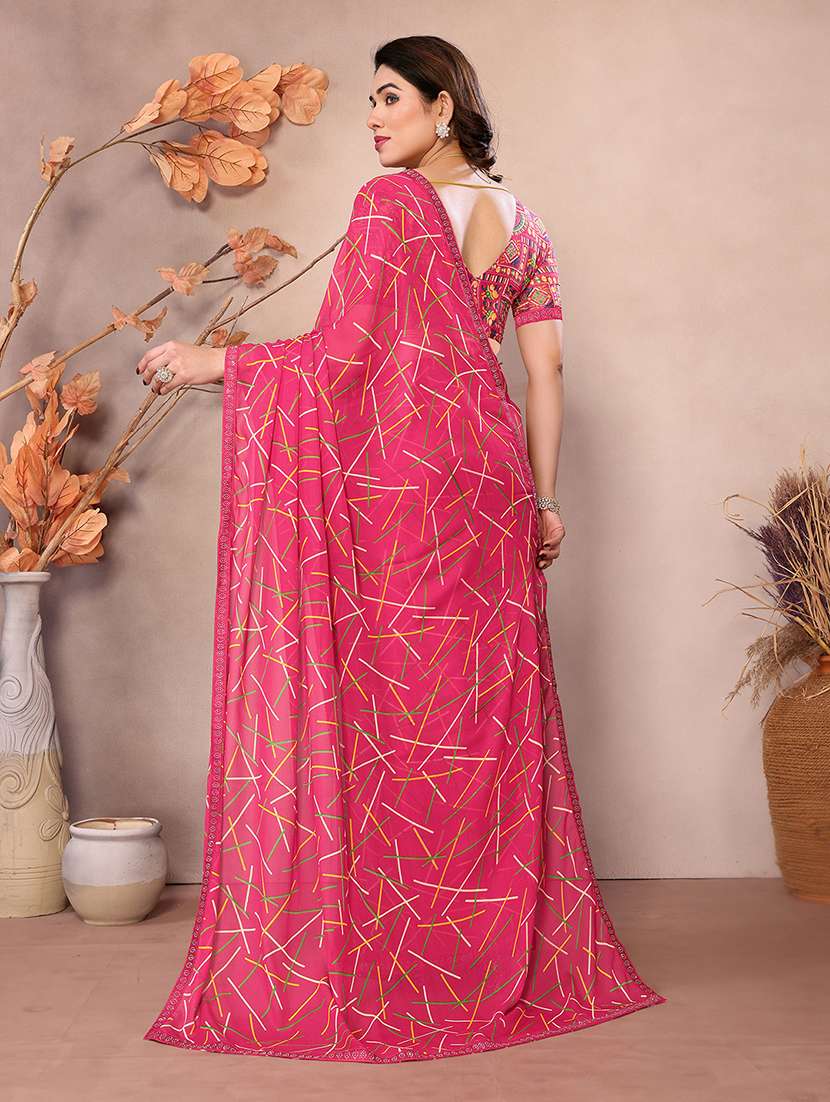 women printed casual wear saree with blouse - 22048857 -  Standard Image - 3