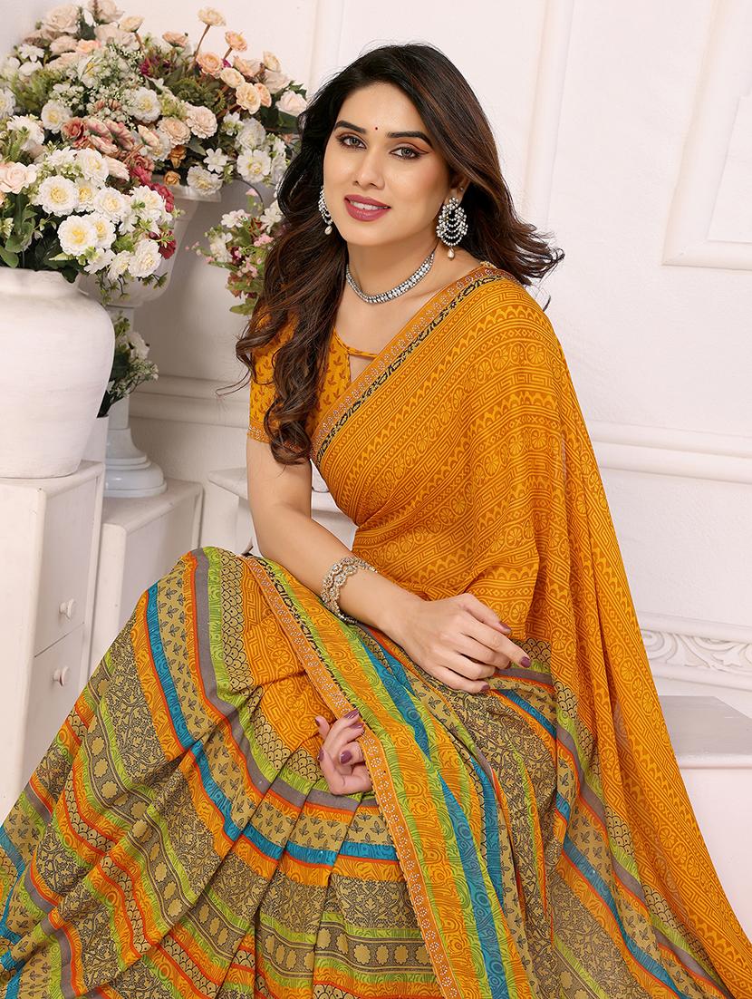 women printed casual wear saree with blouse - 22048859 - Standard Image - 5