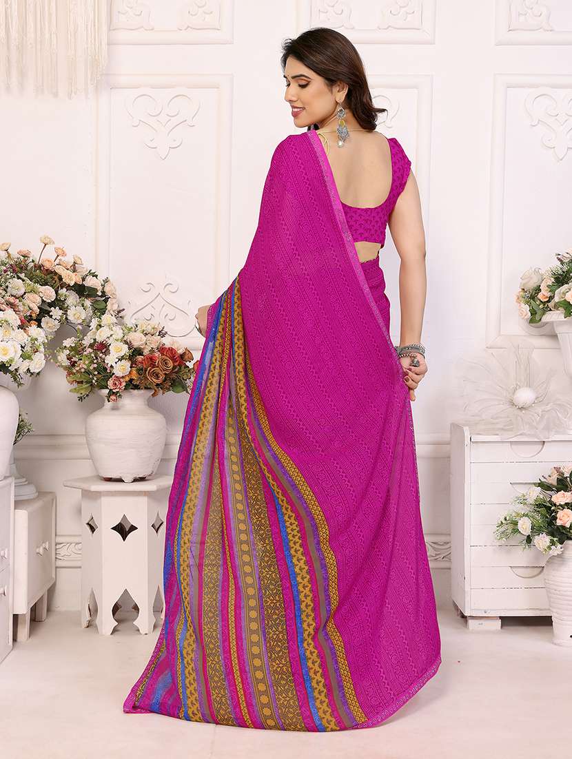 women printed casual wear saree with blouse - 22048860 -  Standard Image - 3