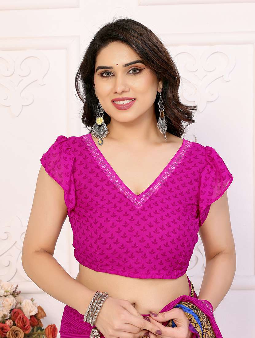 women printed casual wear saree with blouse - 22048860 -  Standard Image - 5