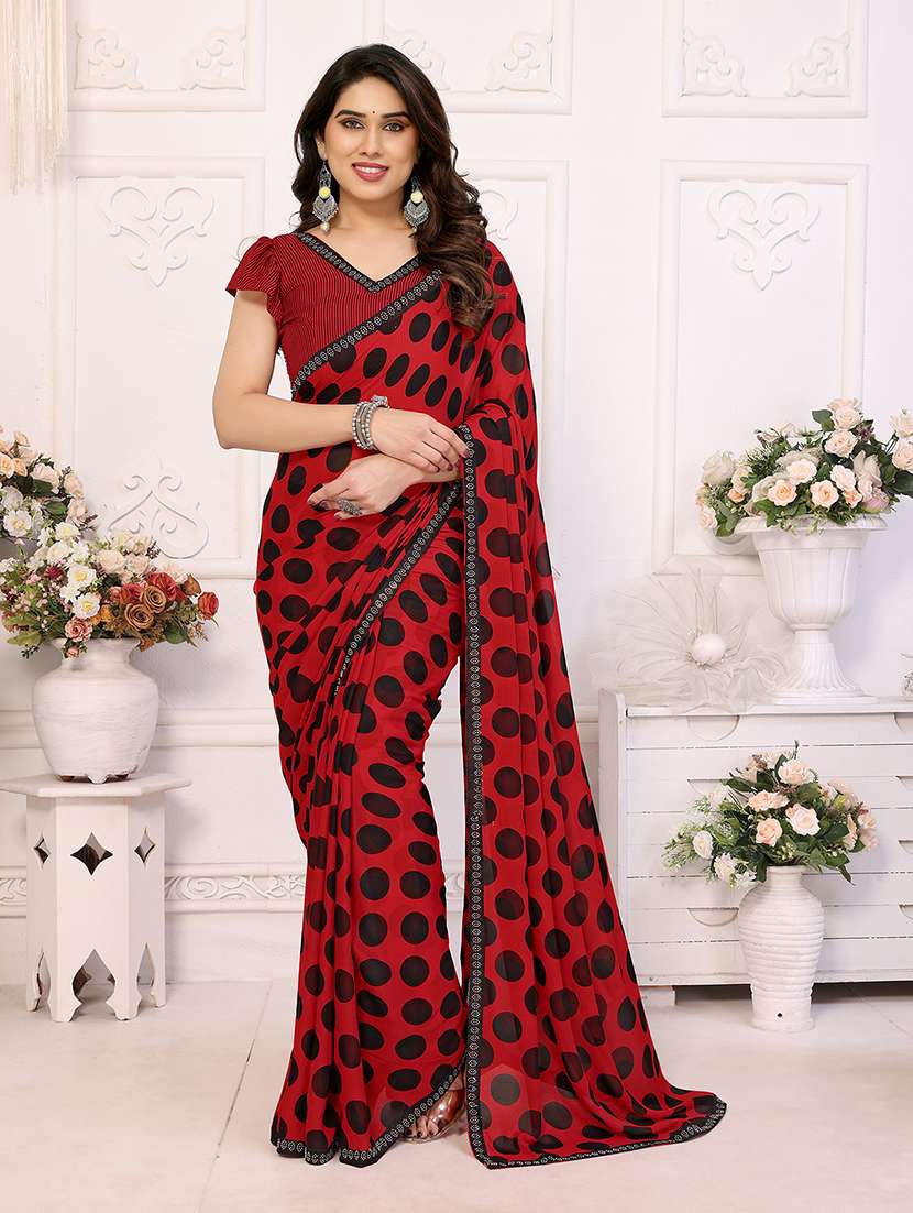 women printed casual wear saree with blouse