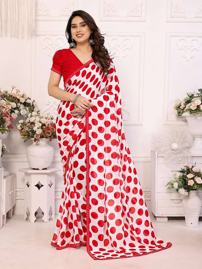 women printed casual wear saree with blouse