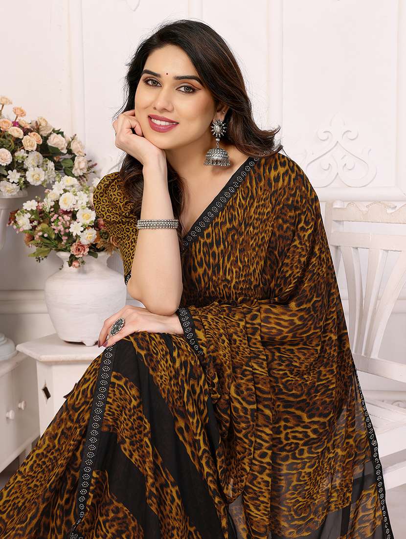women printed casual wear saree with blouse - 22048869 -  Standard Image - 5