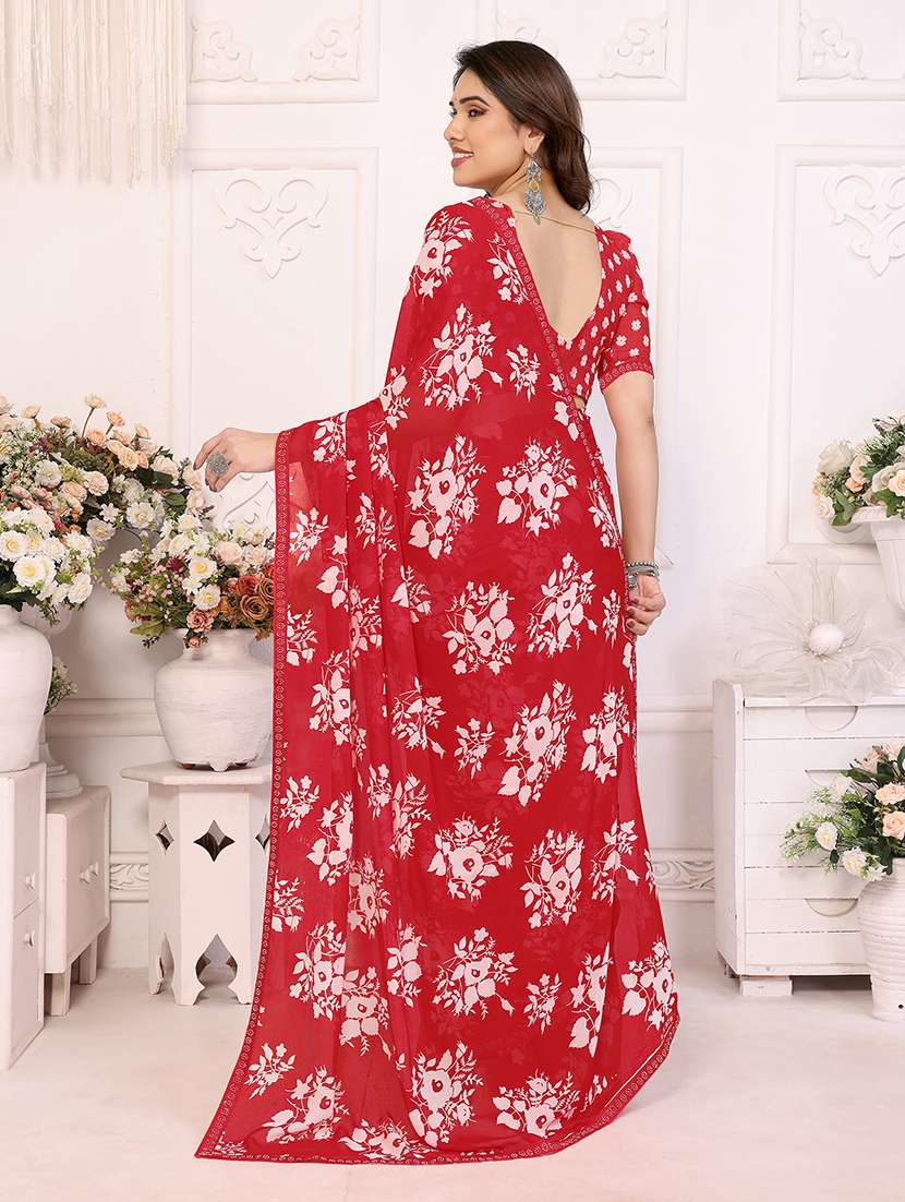 women printed casual wear saree with blouse - 22048872 -  Standard Image - 3