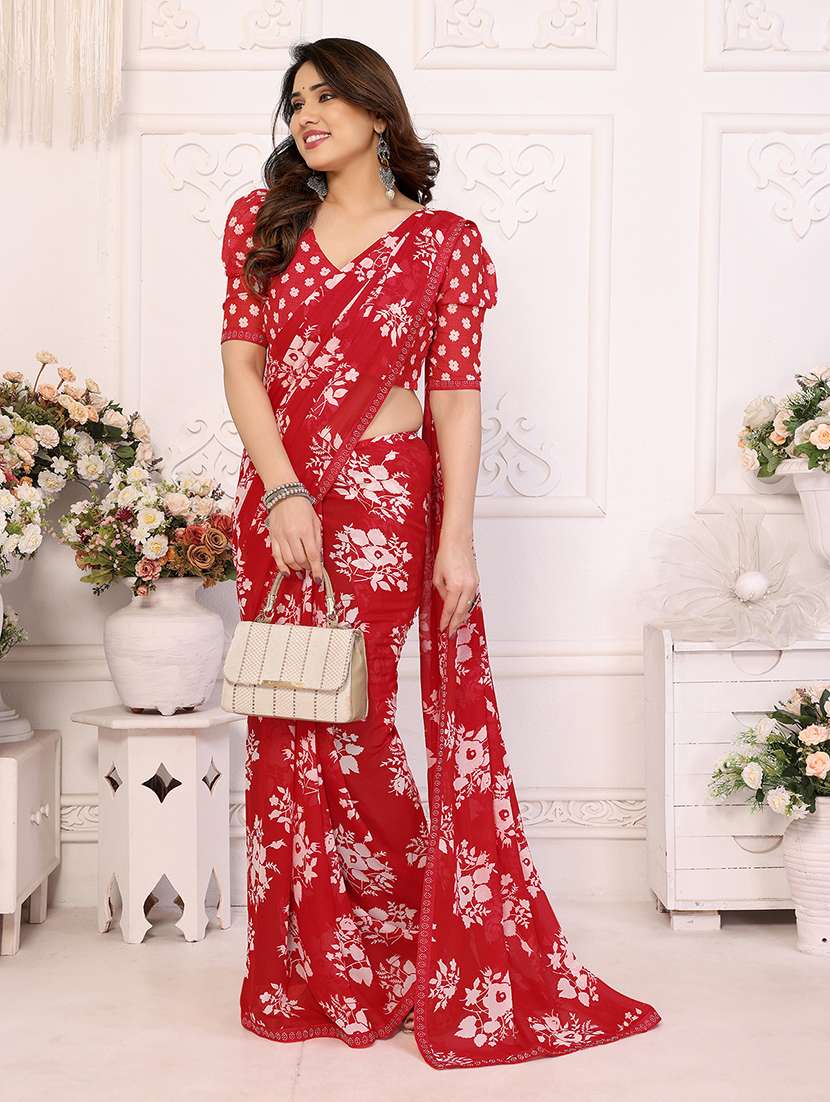 women printed casual wear saree with blouse - 22048872 -  Standard Image - 5