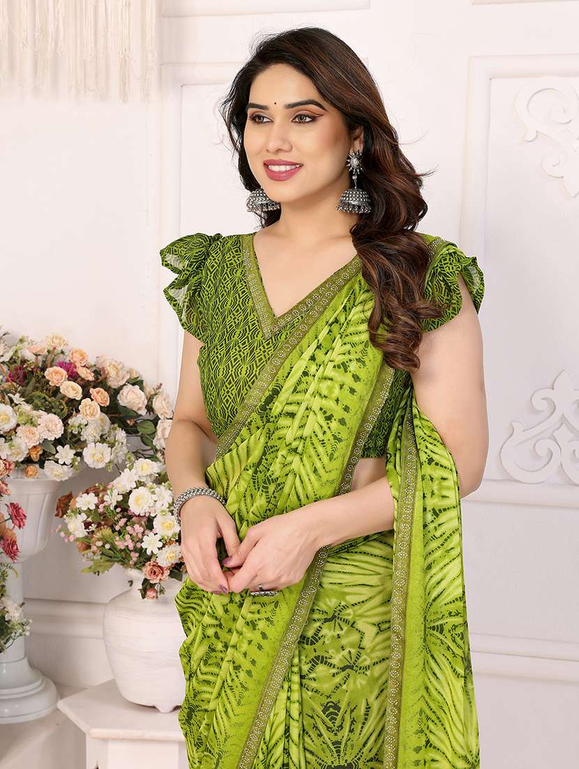 women printed casual wear saree with blouse - 22048874 -  Standard Image - 3