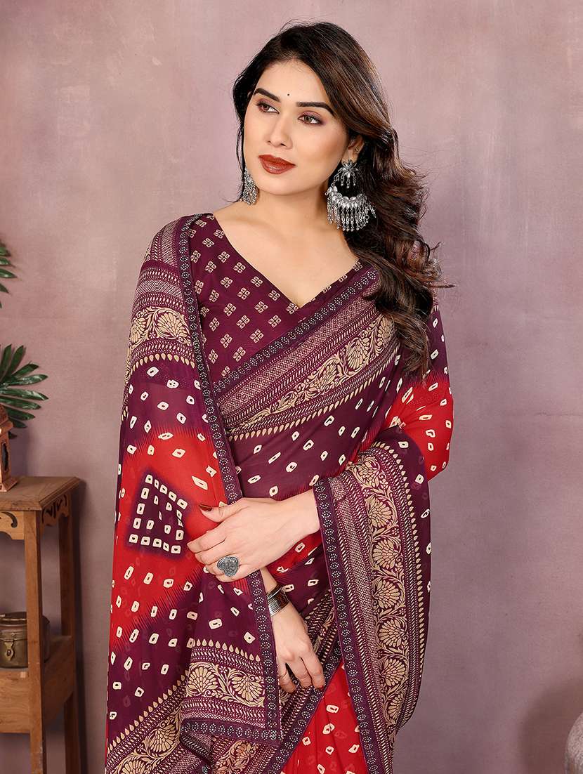 women printed casual wear saree with blouse - 22048877 -  Standard Image - 3