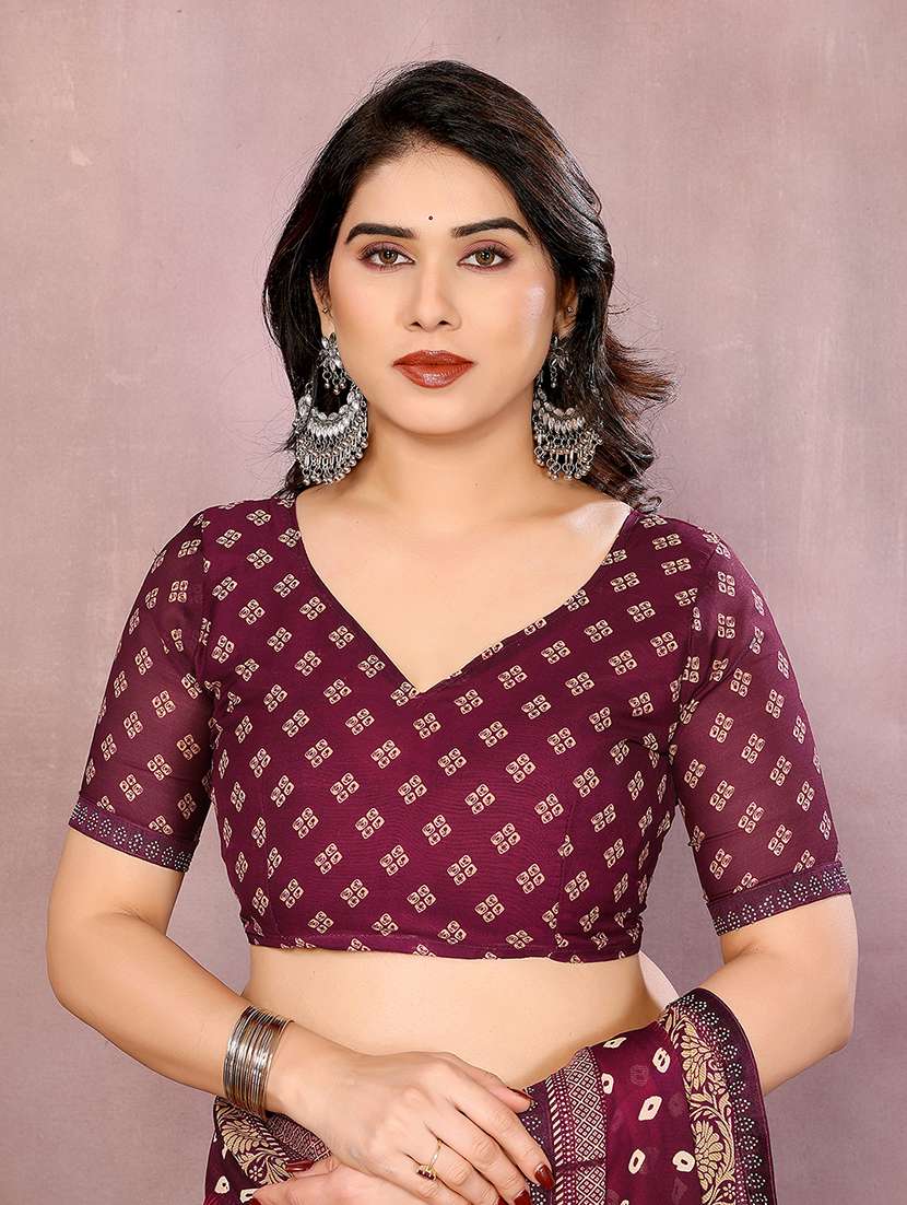 women printed casual wear saree with blouse - 22048877 -  Standard Image - 5