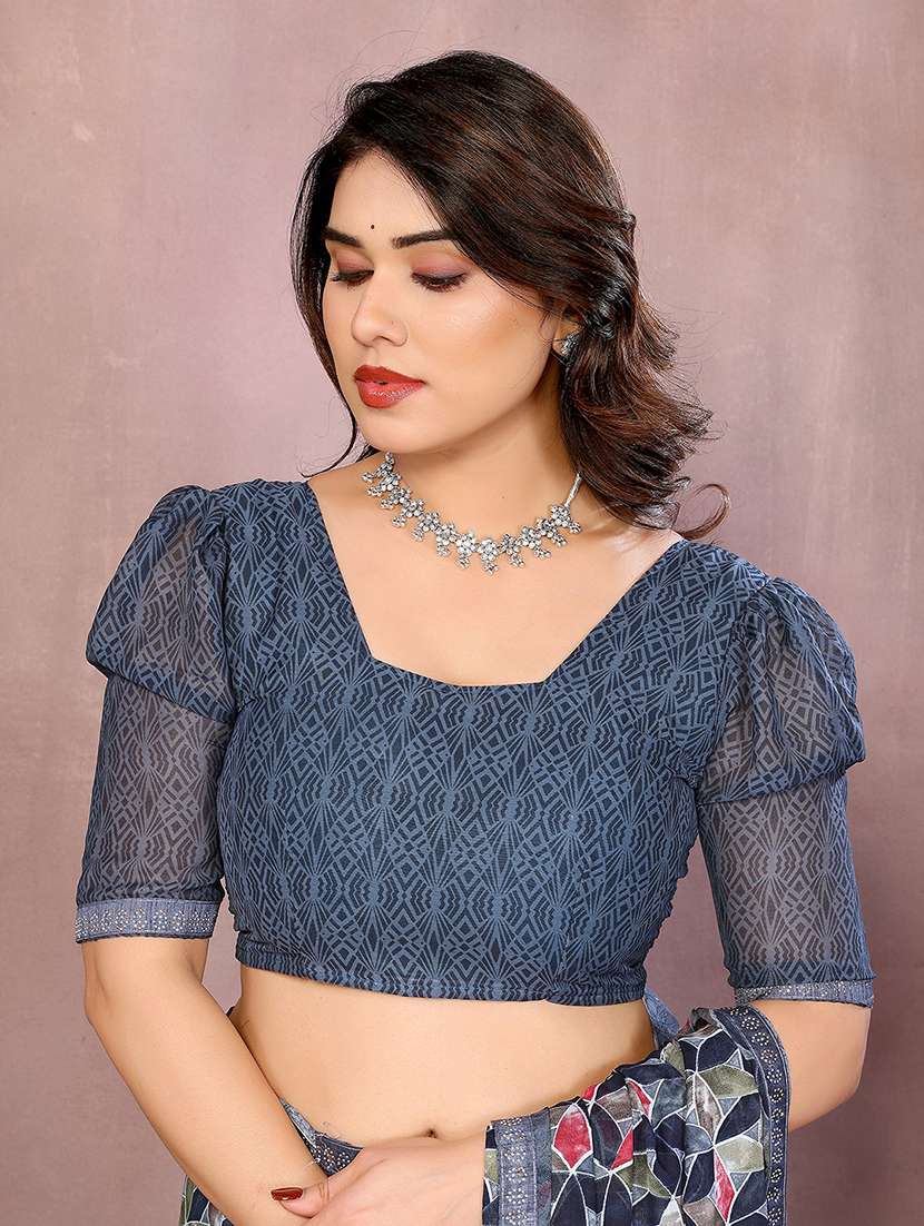 women printed casual wear saree with blouse - 22048879 -  Standard Image - 5