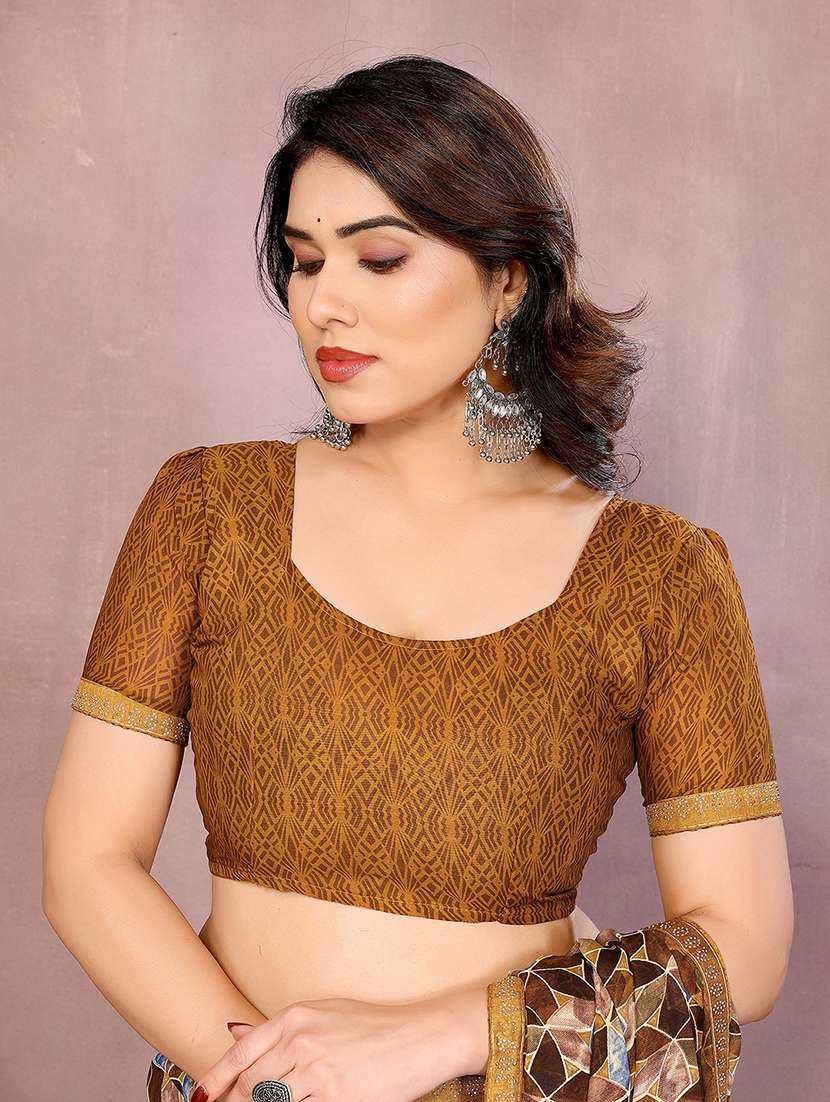 women printed casual wear saree with blouse - 22048880 -  Standard Image - 5