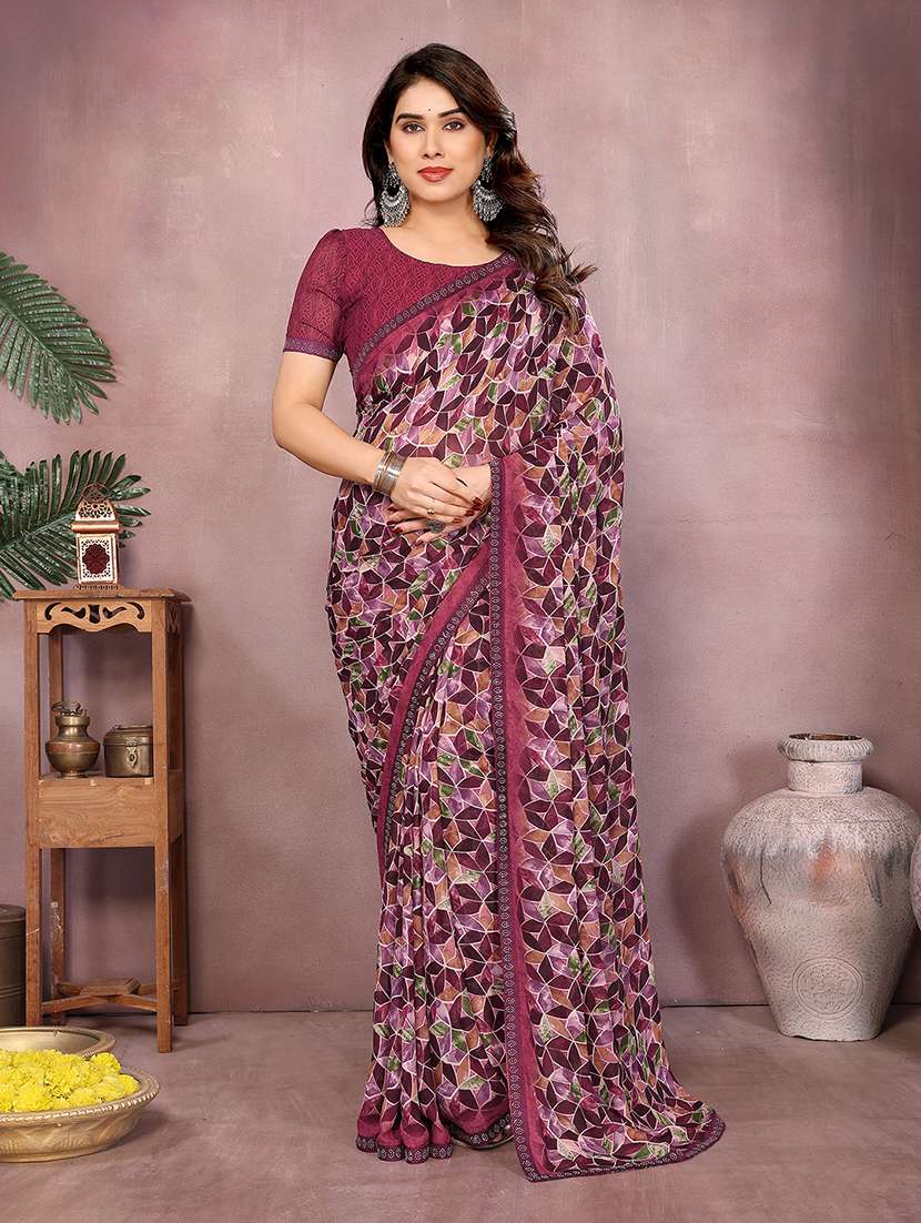 women printed casual wear saree with blouse