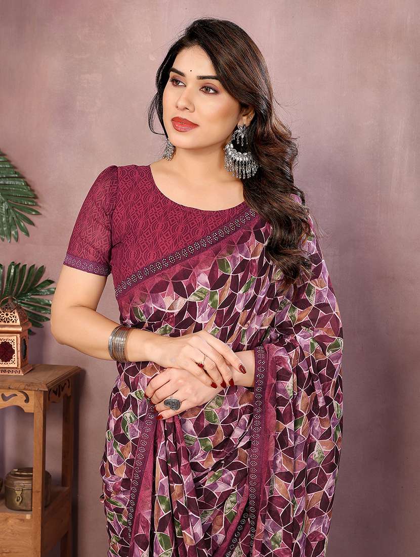women printed casual wear saree with blouse - 22048881 -  Standard Image - 3