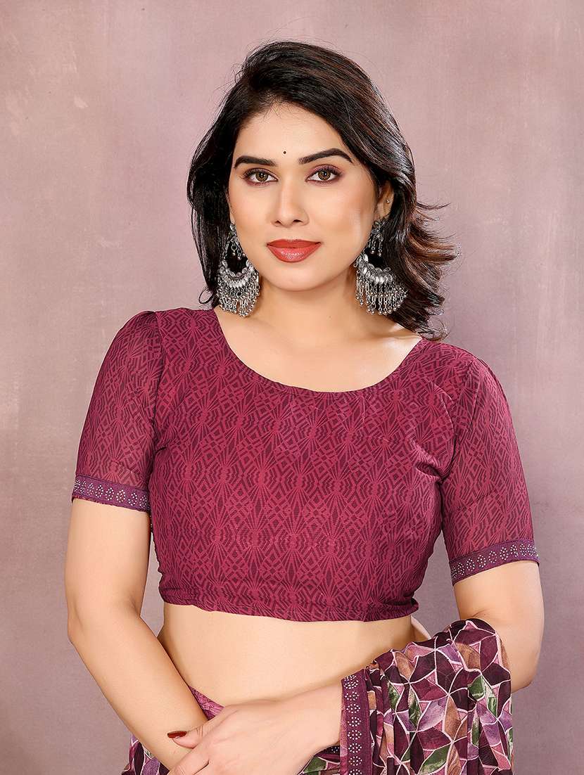 women printed casual wear saree with blouse - 22048881 -  Standard Image - 5
