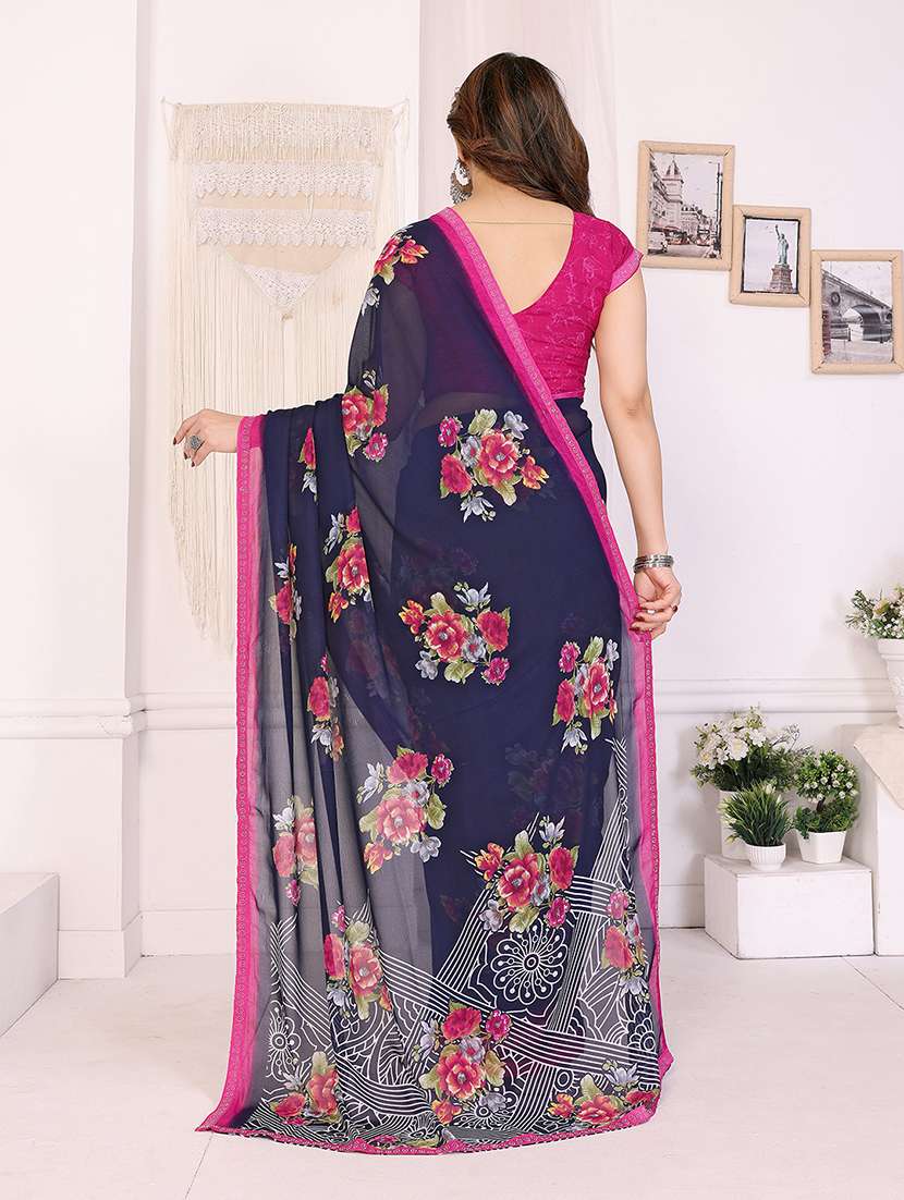 women printed casual wear saree with blouse - 22048888 -  Standard Image - 3