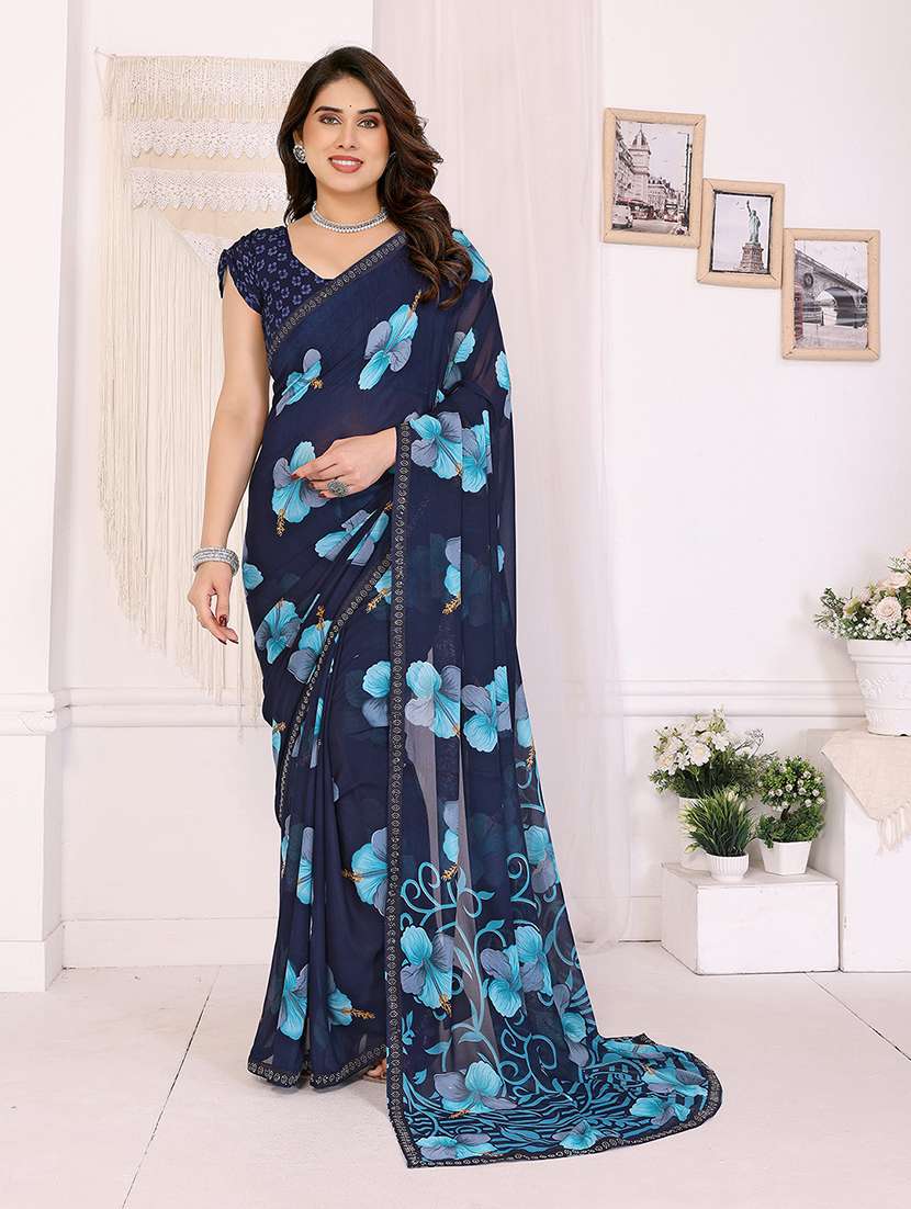 women printed casual wear saree with blouse - 22048896 - Zoom Image - 0