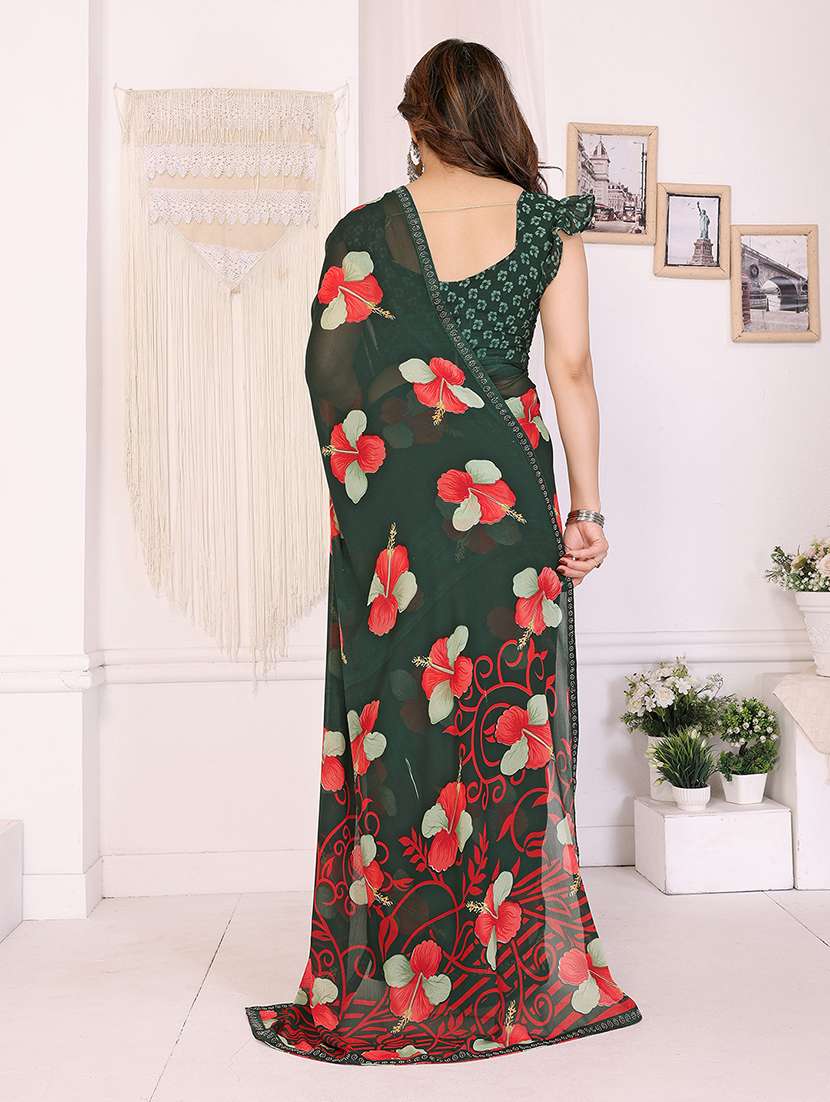 women printed casual wear saree with blouse - 22048898 -  Standard Image - 3