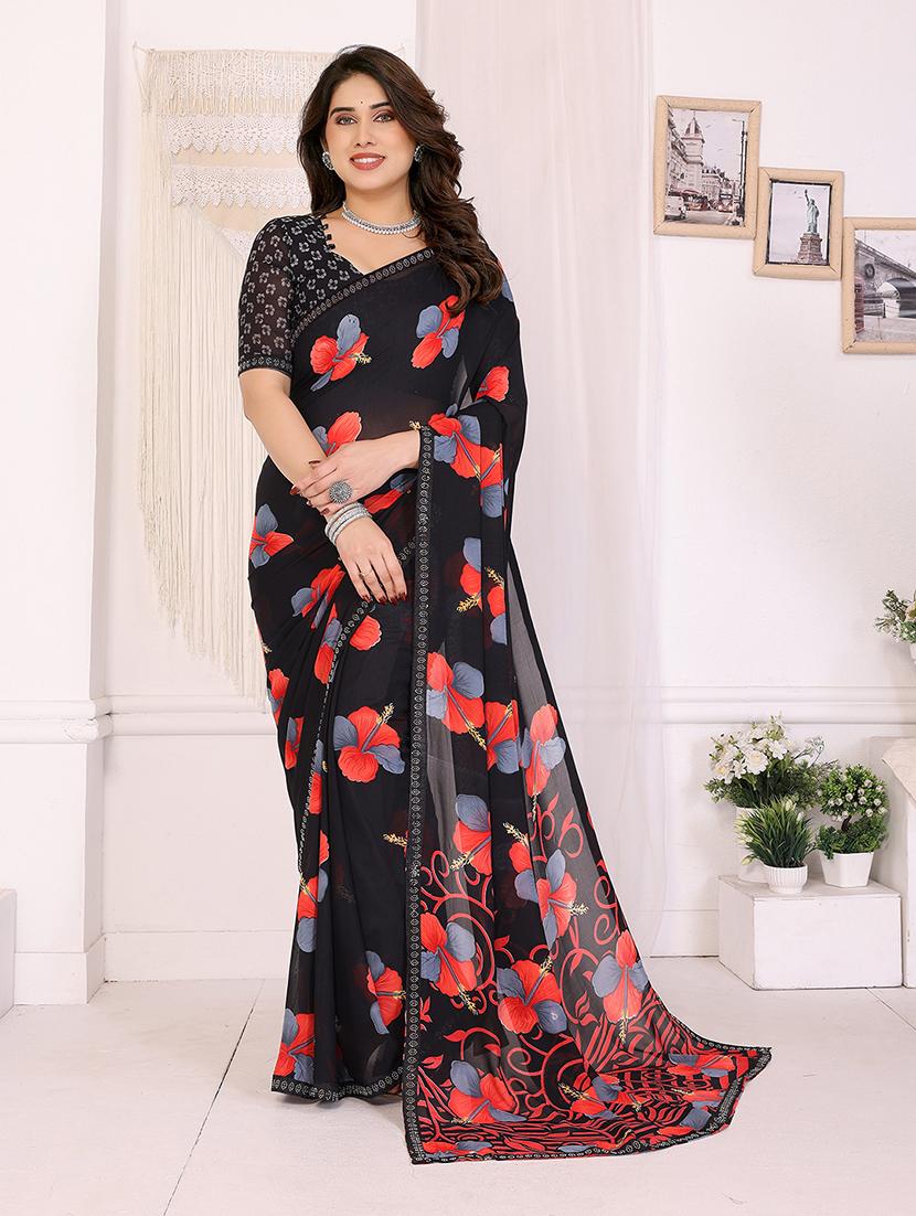 women printed casual wear saree with blouse - 22048899 - Zoom Image - 0