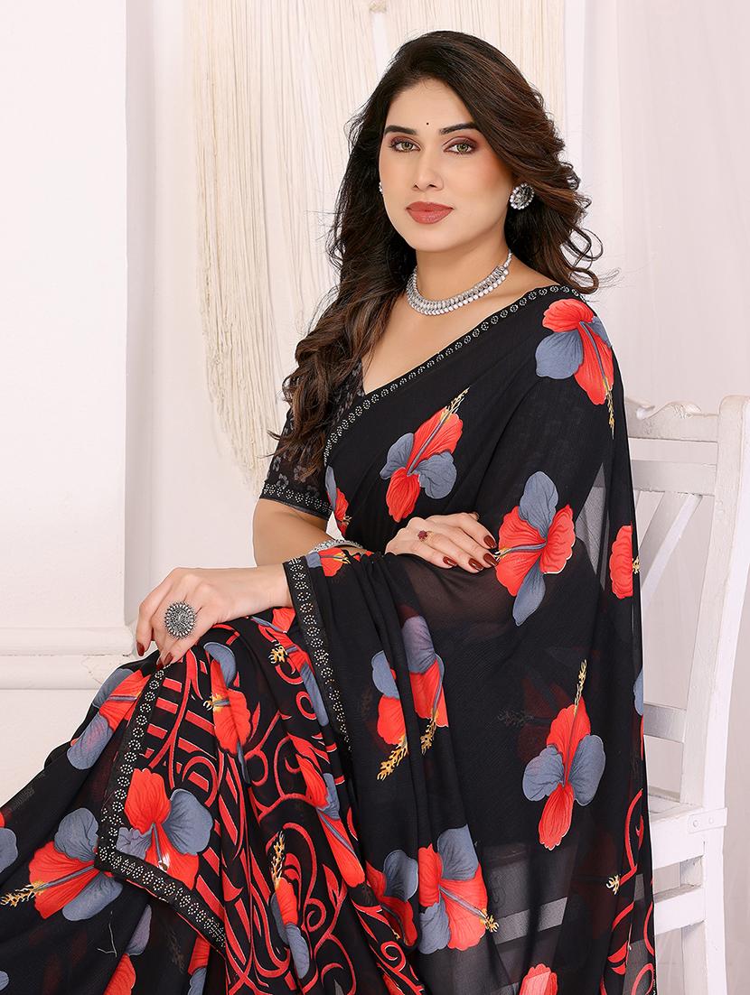 women printed casual wear saree with blouse - 22048899 - Standard Image - 5
