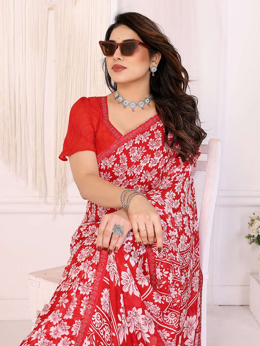 women printed casual wear saree with blouse - 22048900 -  Standard Image - 5