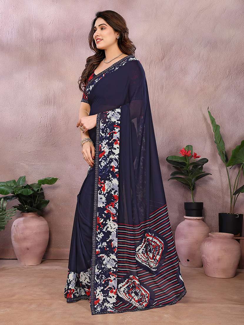 women printed casual wear saree with blouse - 22048904 -  Standard Image - 3