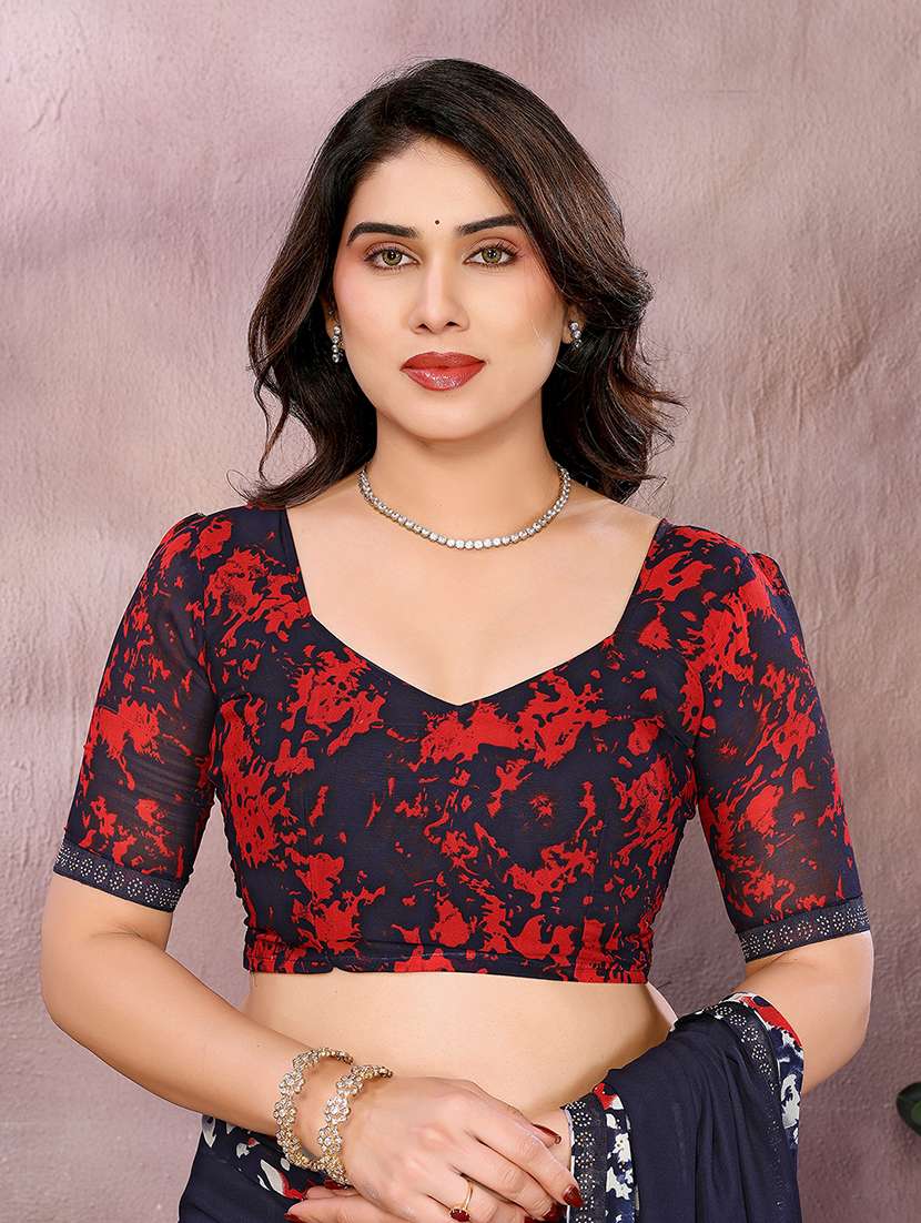 women printed casual wear saree with blouse - 22048904 -  Standard Image - 5