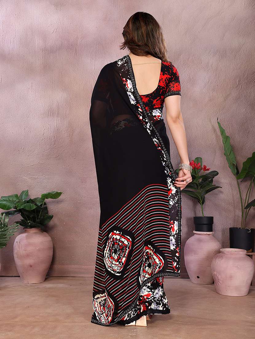 women printed casual wear saree with blouse - 22048907 -  Standard Image - 3