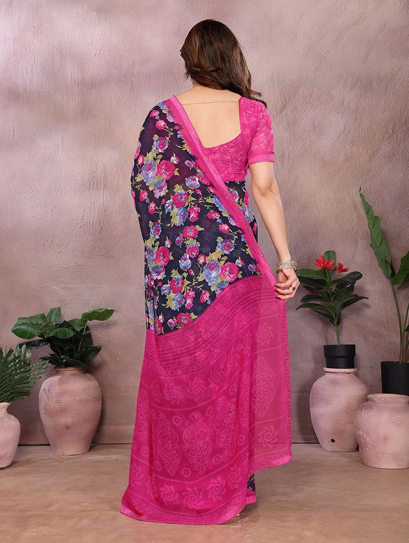 women printed casual wear saree with blouse - 22048908 -  Standard Image - 3